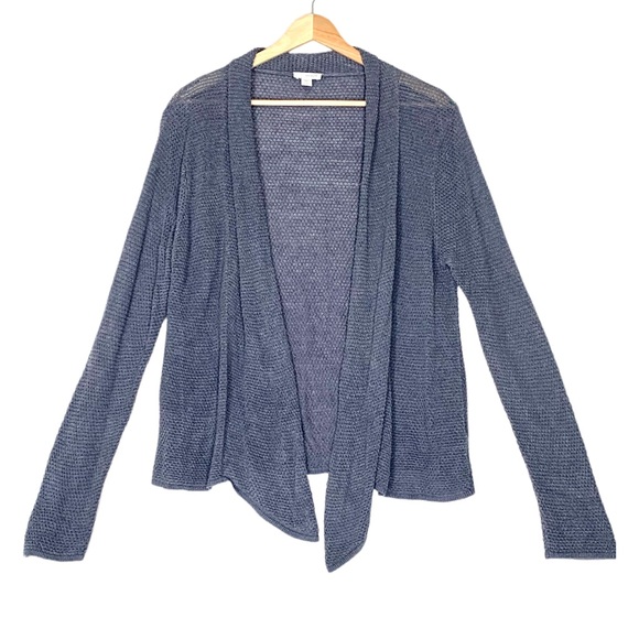 J. Jill Sweaters - J. Jill Pure Jill Linen-Blend Open-Front Cardigan Blue Gray Large